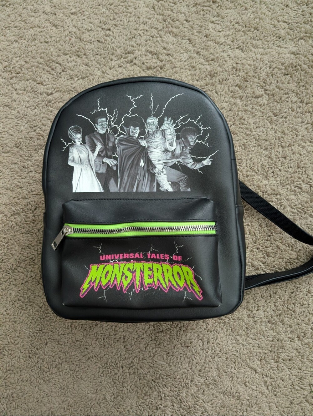 RARE Bioworld Universal Monsters Mini Backpack Black Vegan Leather Horror NWOT